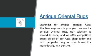 Antique Oriental Rugs  Shahbanurugs