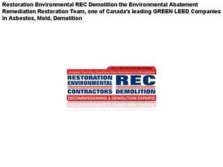 Restoration Environmental REC Demolition the Environmental A