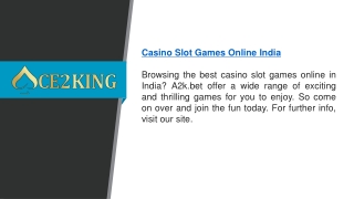 Searching For The Best Casino Slot Games Online In India
