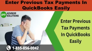 Enter Previous Tax Payments in QuickBooks