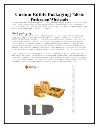 Custom Edible Packaging