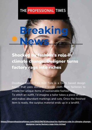 Shocked by fashions role in climate change Designer turns factory rags into riches