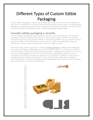 Different Types of Custom Edible Packaging