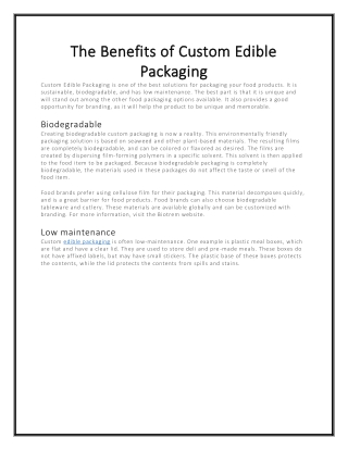 The Benefits of Custom Edible Packaging