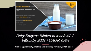 Dairy Enzyme Market Size, share | Industry Report
