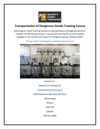 Transportation of Dangerous Goods Training Course