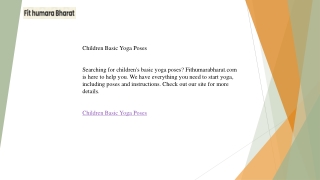 Children Basic Yoga Poses  Fithumarabharat.com