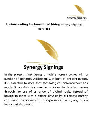 Understanding the benefits of hiring notary signing services