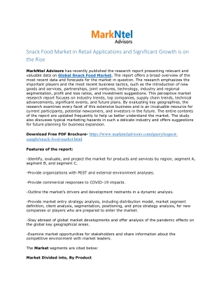 Snack Food Market Insights | Analysis Future and Forecast 2027.