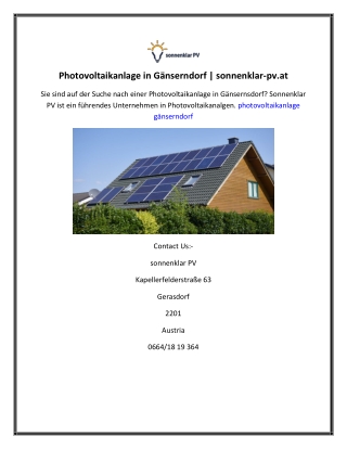 Photovoltaikanlage in Gänserndorf | sonnenklar-pv.at