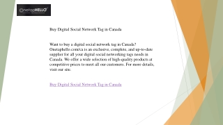 Buy Digital Social Network Tag in Canada  Onetaphello.com ca
