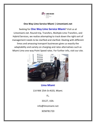 One Way Limo Service Miami | Limomiami.net