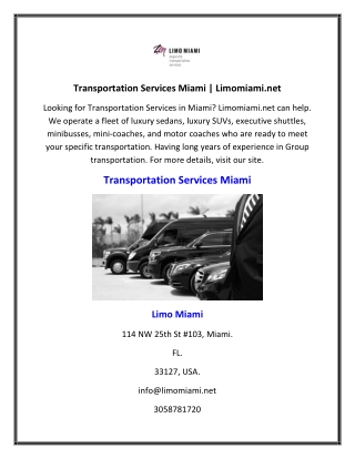 Transportation Services Miami | Limomiami.net