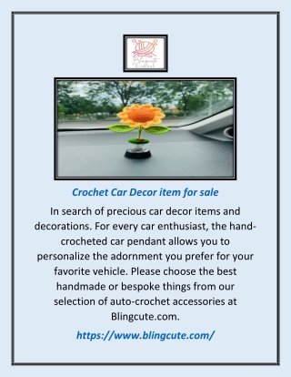 Crochet Car Decor Item for Sale | Blingcute.com