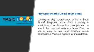 Play Scratchcards Online South Africa  Magiclotto.co.za