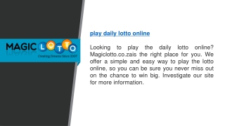 Play Daily Lotto Online   Magiclotto.co.za