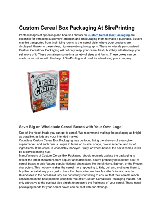 Custom Cereal Box Packaging At SirePrinting