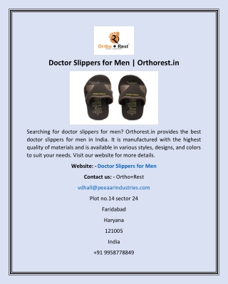 Doctor Slippers for Men | Orthorest.in