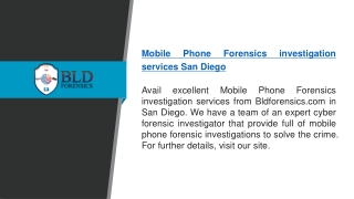 Mobile Phone Forensics Investigation Services San Diego   Bldforensics.com