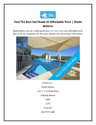 Find The Best Sail Shade At Affordable Price  Shade Matters