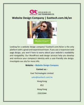Website Design Company | Easttech.com.hk/en
