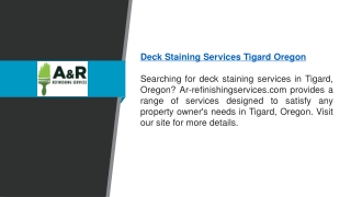 Deck Staining Services Tigard Oregon   Ar-refinishingservices.com