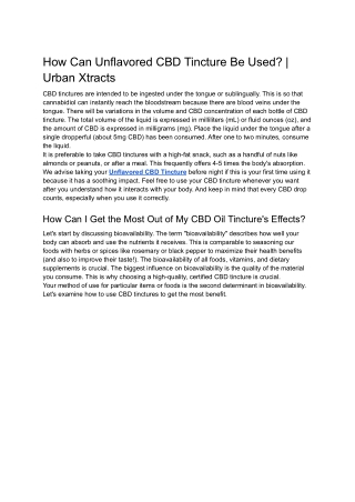How Can Unflavored CBD Tincture Be Used? | Urban Xtracts