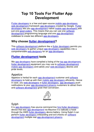 Top 10 Tools For Flutter App Development