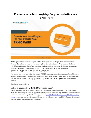 Promote your local registry for your website via a PKNIC card