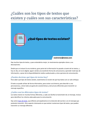 ¿Cuáles son los tipos de textos que existen y cuáles son sus características