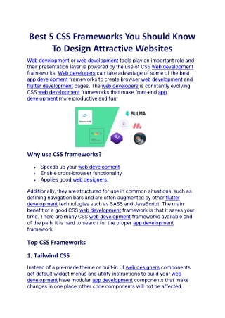 Best 5 CSS Frameworks You Should Know To Design Attractive Websites