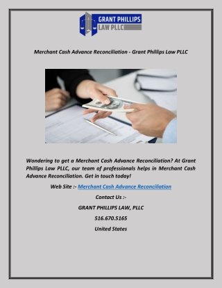Merchant Cash Advance Reconciliation - Grant Phillips Law PLLC