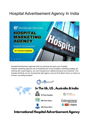 Hospital Advertisement Agency In India - Clinic Manager