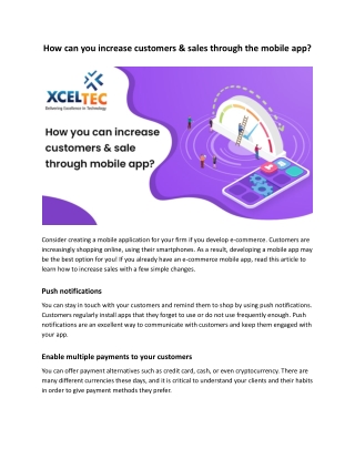 How can you increase customers & sales through the mobile app_