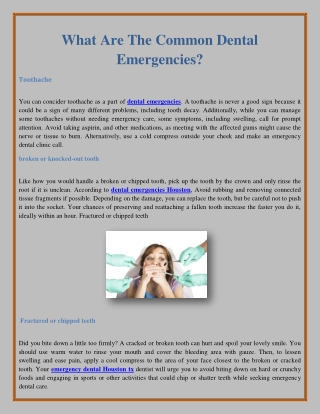 What Are The Common Dental Emergencies?