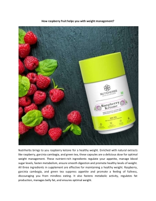 How raspberry fruit helps you with weight management