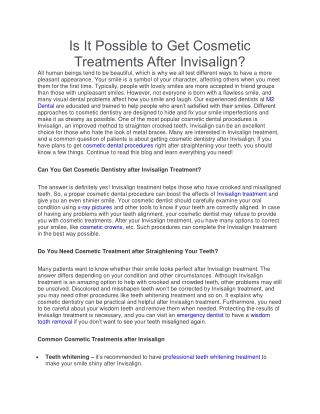 Is It Possible to Get Cosmetic Treatments After Invisalign