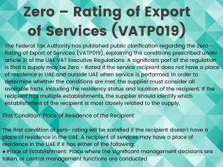Zero – Rating of Export of Services (VATP019)
