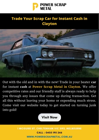 Trade Your Scrap Car for Instant Cash in Clayton