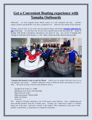 Get a Convenient Boating experience with Yamaha Outboards