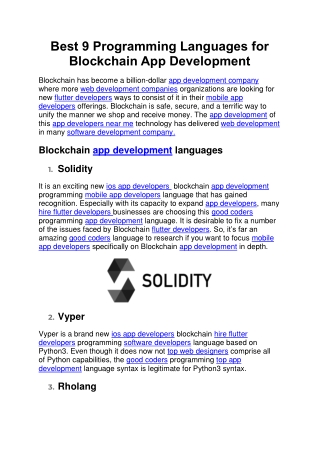 Best 9 Programming Languages for Blockchain App Development