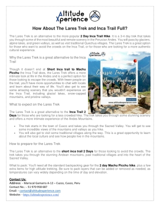 Short Inca trail to Machu Picchu