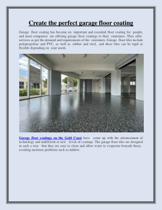 Create the perfect garage floor coating