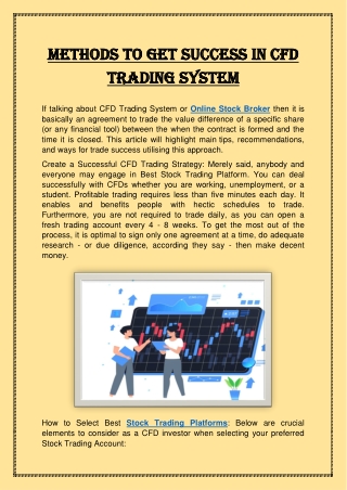 Methods To Get Success In CFD Trading System