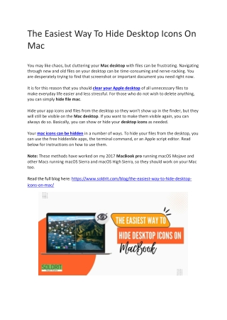 The Easiest Way To Hide Desktop Icons On Mac