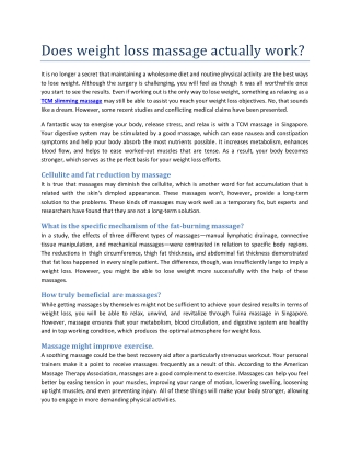Does TCM Slimming Massage actually work?