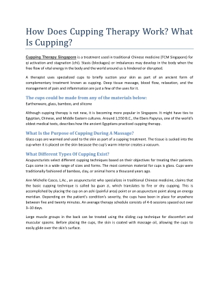 How Does Cupping Therapy Work?