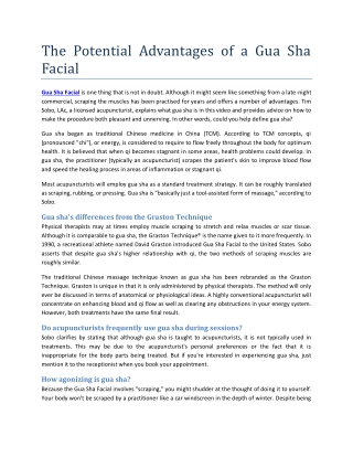 The Potential Advantages of a Gua Sha Facial