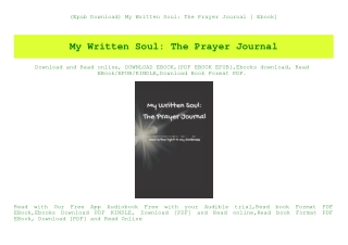 (Epub Download) My Written Soul The Prayer Journal [ Ebook]