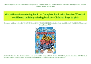 Download [ebook]$$ kids affirmation coloring book A Complete Book with Positive Words & confidence building coloring boo